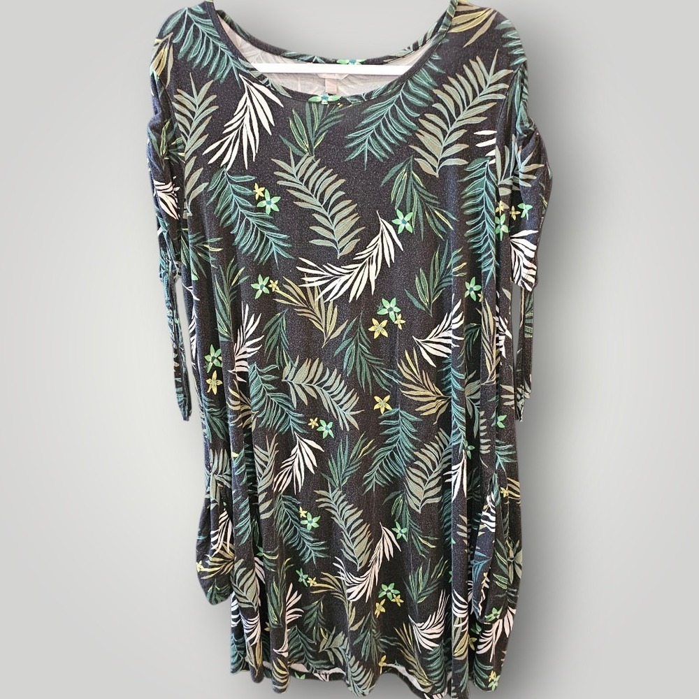 Women's Fern Tropical Print Dress Green & Black